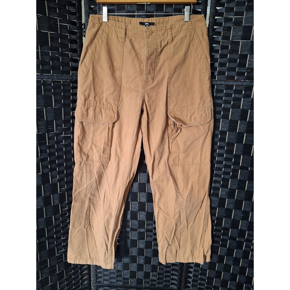 Vintage Vans Button Fly Cargo Pants Mens 30 Mustard Y2K Skate Grunge Distressed